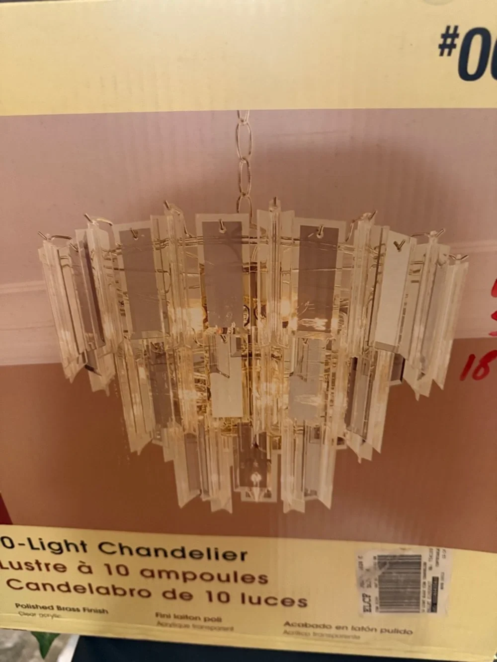 Portfolio Polished Brass 10-Light Chandelier with Clear Acrylic Panels